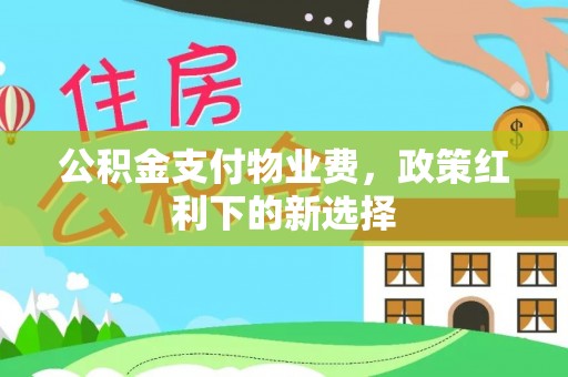 文圣公积金支付物业费，政策红利下的新选择